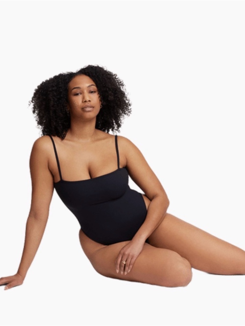 Montce Jacelyn Black Ribbed One-Piece with Thin Straps - Picture 4 of 9